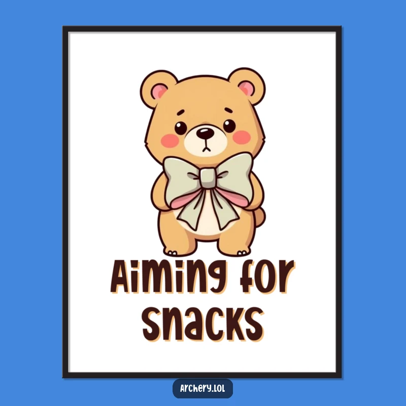 Funny Bear Archer Poster: Determined Hunter Aims High, Hilarious Wall Art for Archery Fans