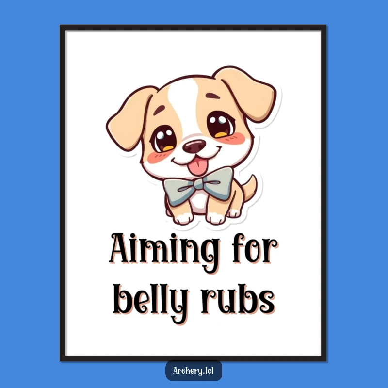 Funny Dog Archer Poster: Cheerful Dog Tongue Out, Whimsical Wall Art, Great Gift