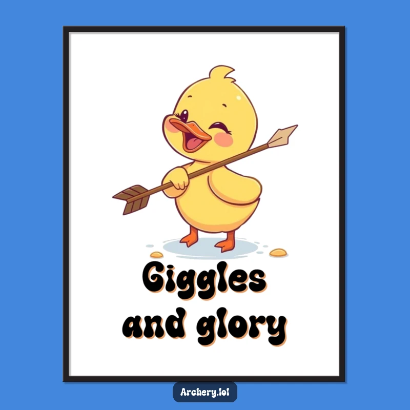 Giggling Duckling Archer Poster: Funny Bird Art, Whimsical Decor Gift