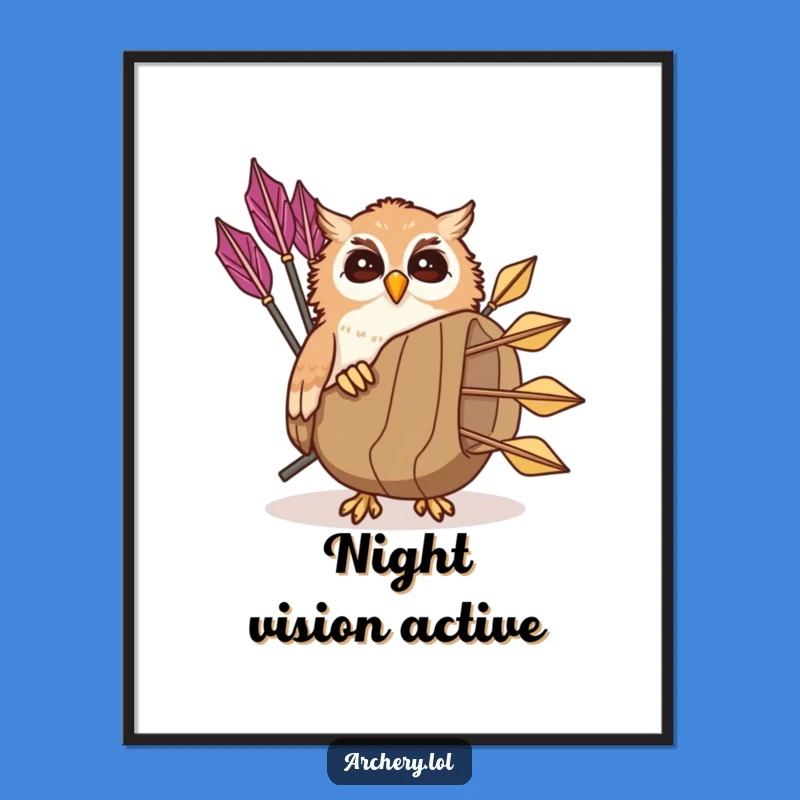 Funny Giggling Owl Poster: Peek-a-Boo Archer Owl Art, Whimsical Wall Decor, Great Funny Gift