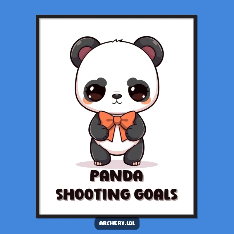 Funny Panda Archer Poster: Determined Cute Panda Bow Art, Great Humorous Wall Decor Gift