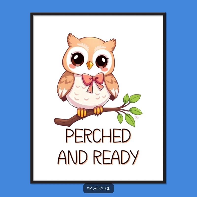 Funny Owl Archer Poster: Wise Aim from the Perch, Hilarious Wall Art for Bird Enthusiasts