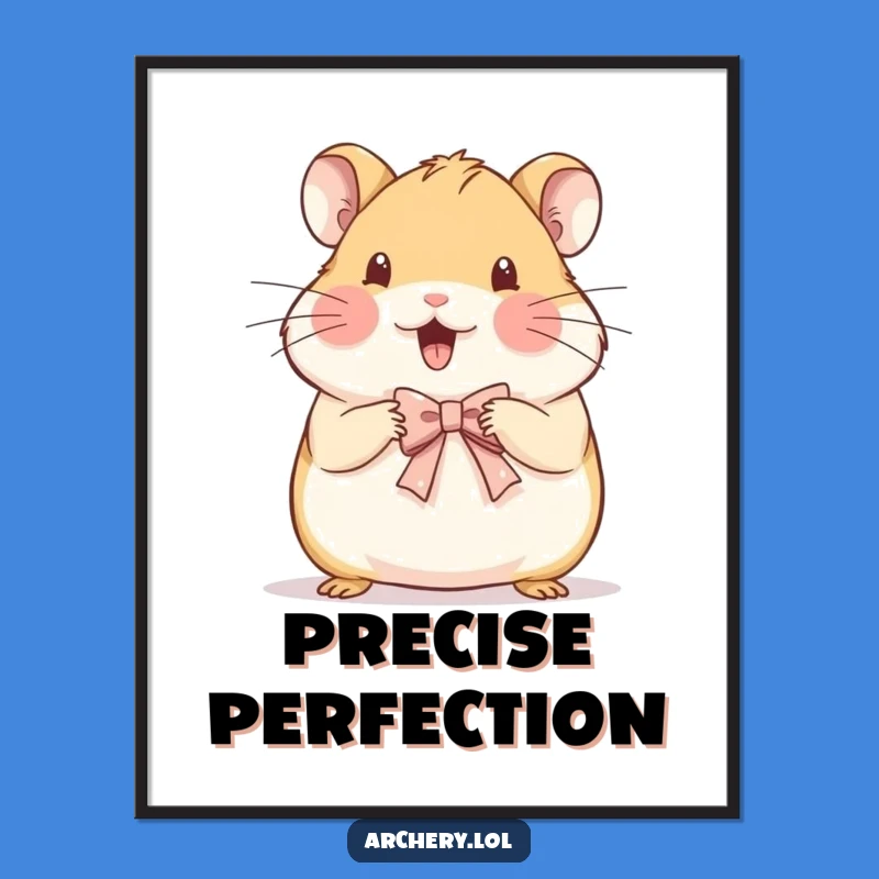Funny Hamster Bow Art Poster: Beaming Hamster's Delicate Masterpiece