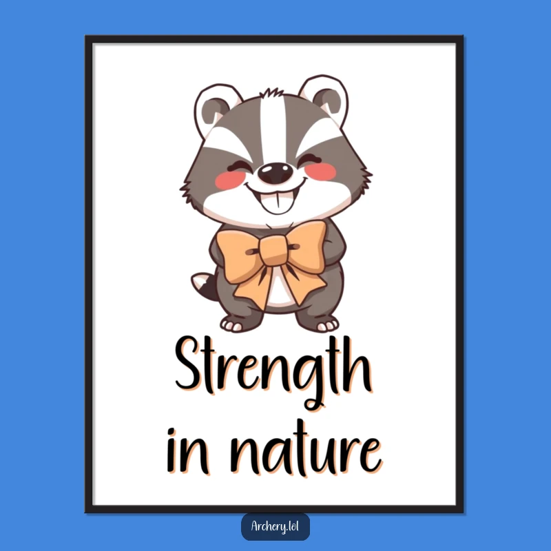 Funny Badger Archer Poster: Strong Grin, Powerful Art Gift