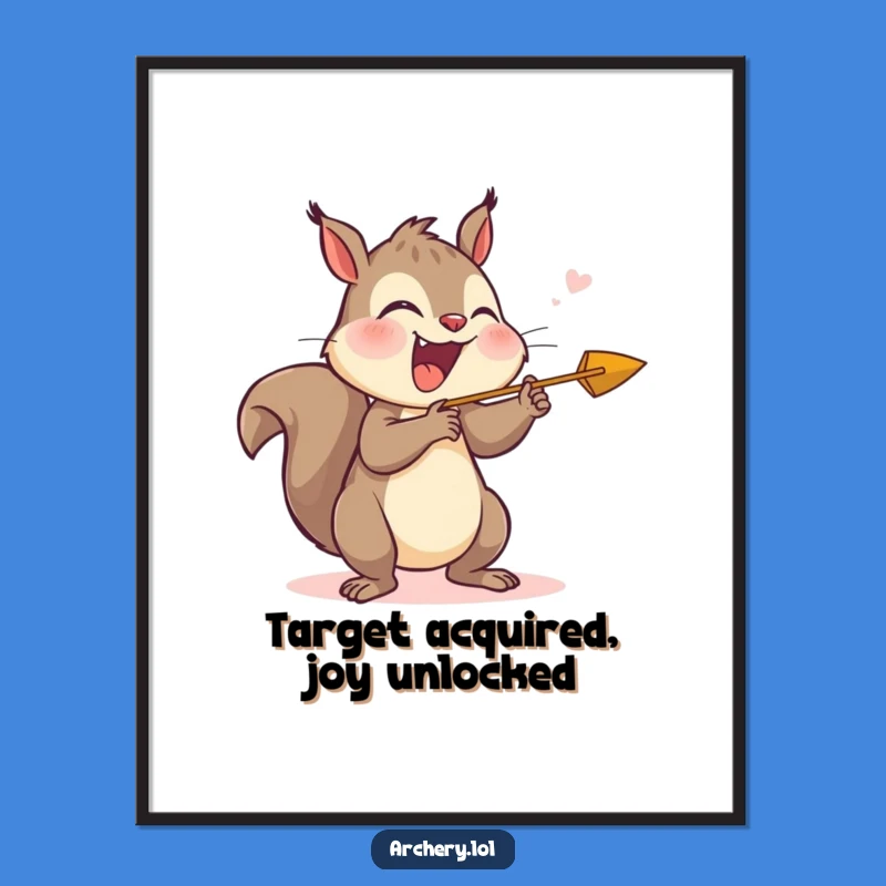 Funny Giggling Squirrel Archer Poster - Joyful Art Print