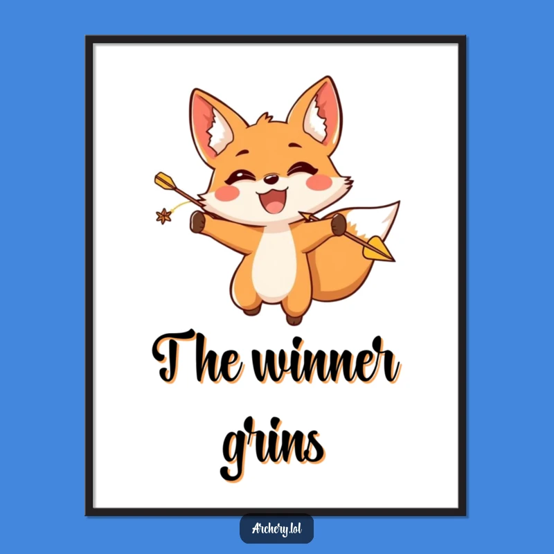 Funny Fox Archer Poster: Triumphant Art, Unique Funny Gift Decor