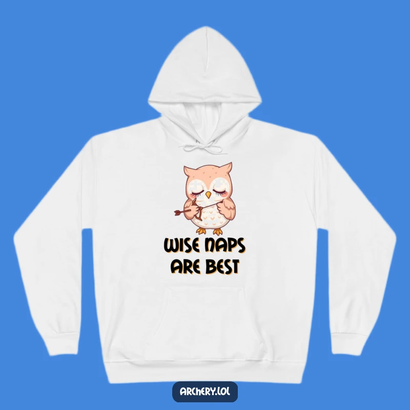 Cozy Funny Hoodie: Sleepy Owl Archer - Warm & Gentle Humor
