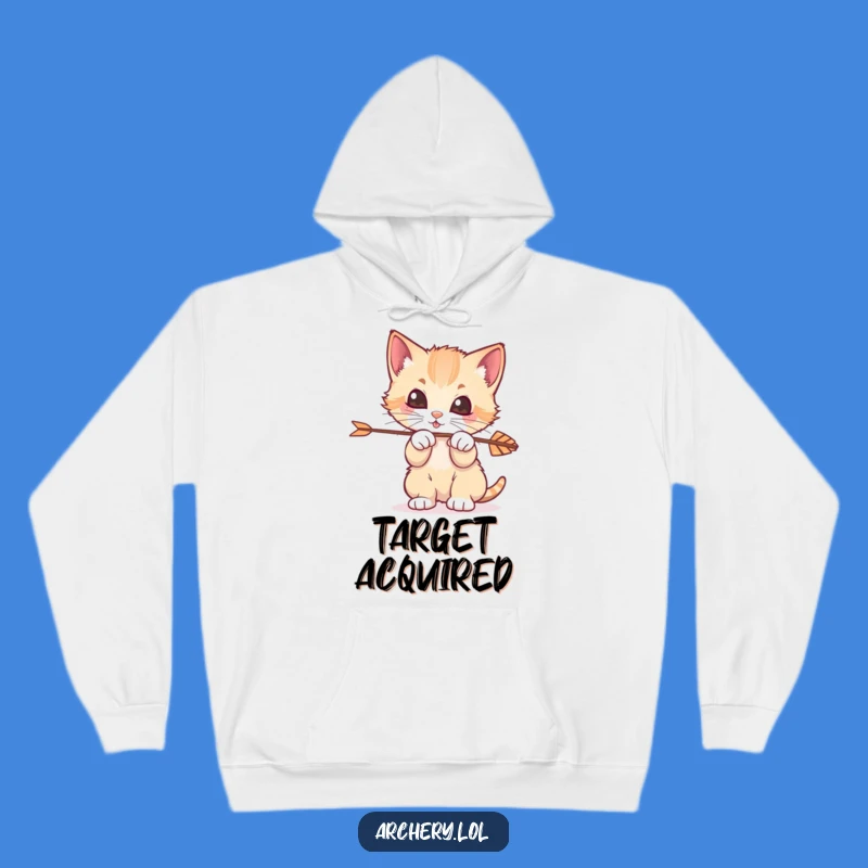 Funny Kitten Archer Hoodie: Cozy Feline Fun with an Arrow, Warm Gift