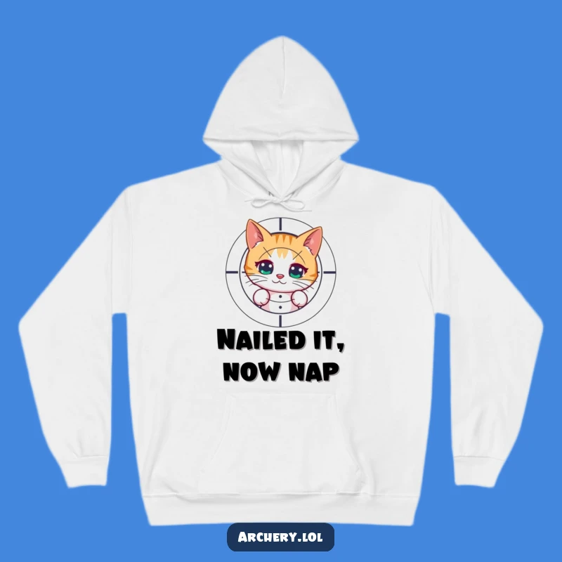 Funny Cat Archer Hoodie: Stay Cozy with a Curious Aim!