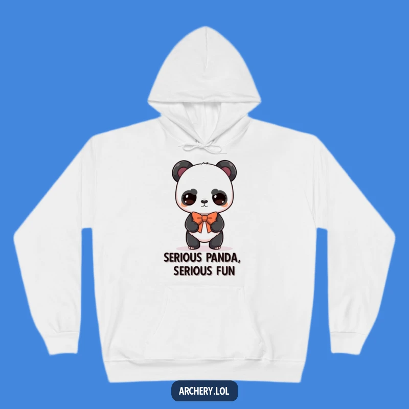 Cozy Funny Panda Archer Hoodie: Cute Determined Panda Bow Design, Perfect Warm Funny Gift