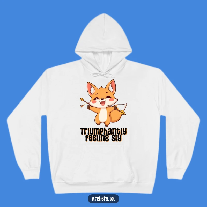 Funny Fox Archer Hoodie: Cozy Triumph, Ideal Funny Gift for Winners