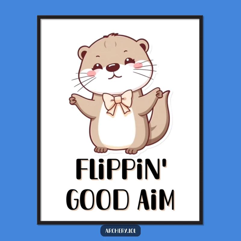 Funny Free Printable Wall Art: Playful Otter Drawing Bow, Quirky Downloadable Animal Art