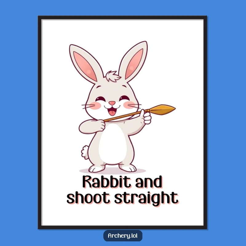 Free Printable Wall Art: Cheerful Rabbit Archer, Smiling with Joy!