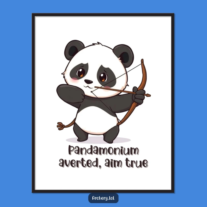 Free Printable Wall Art: Focused Panda Bow Art, Determined Downloadable Humorous Decor