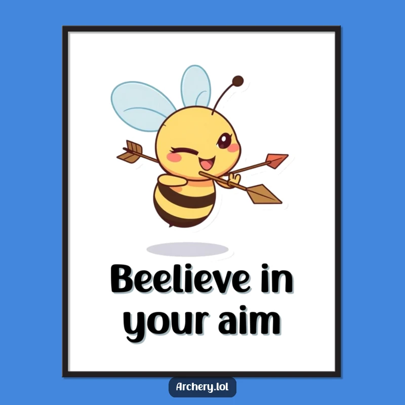 Free Printable Wall Art: Funny Bee Archer, Aiming for Laughs!