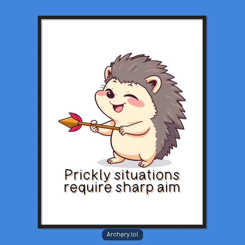 Free Printable Wall Art: Giggling Hedgehog Archer - Playful Downloadable Art for a Fun Space