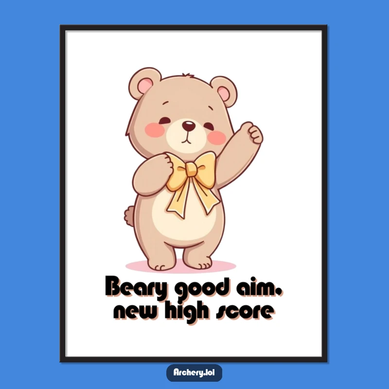 Free Printable Wall Art: Humorous Dancing Bear Bow Drawing, Funny Downloadable Art