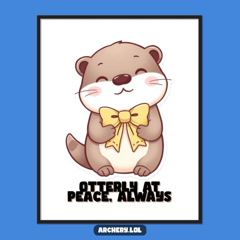 Funny Free Printable Wall Art: Serene Otter with Bow, Calm Downloadable Decor