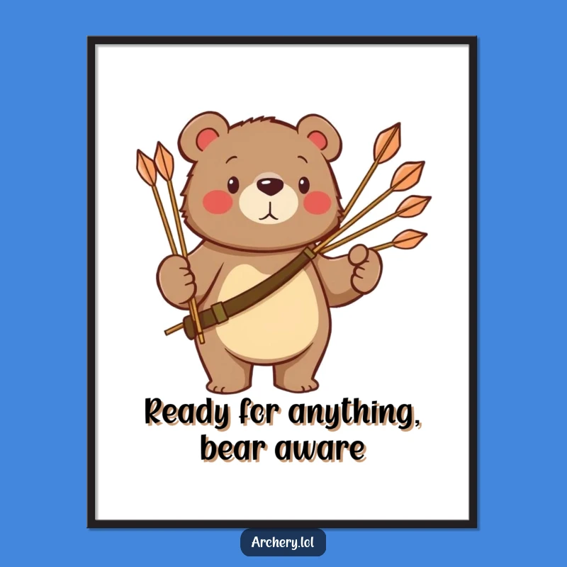 Funny Free Printable Wall Art: Proud Bear Archer, Humorous Downloadable Animal Art