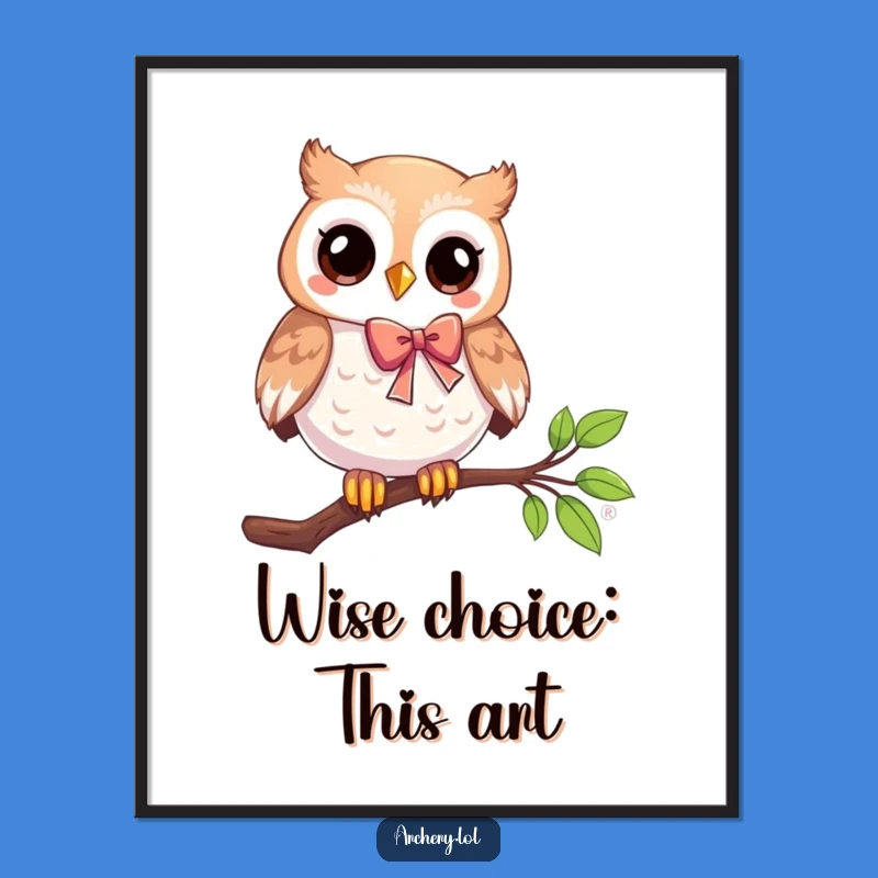 Free Printable Wall Art: Playful Owl with Bow, Hilarious Downloadable Decor