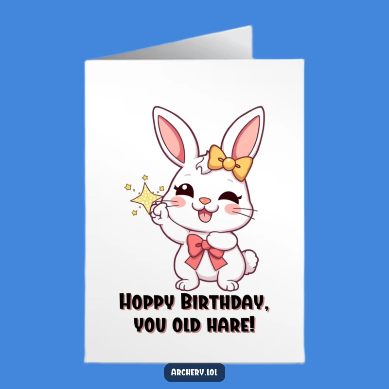 Free Printable Birthday Card: Funny Rabbit Archer Aiming for Laughs - Downloadable Gift