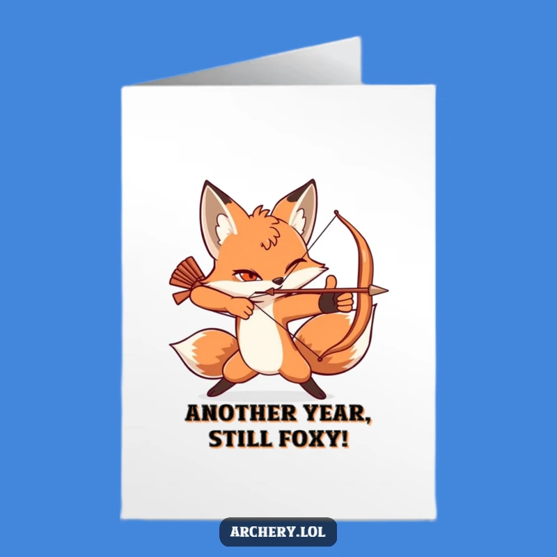 Free Printable Birthday Card: Winking Fox Archer, Funny Downloadable Gift