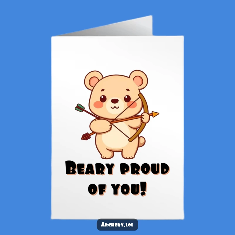 Free Printable Congrats Card: Bear Archer Victory - Celebrate Success Downloadable