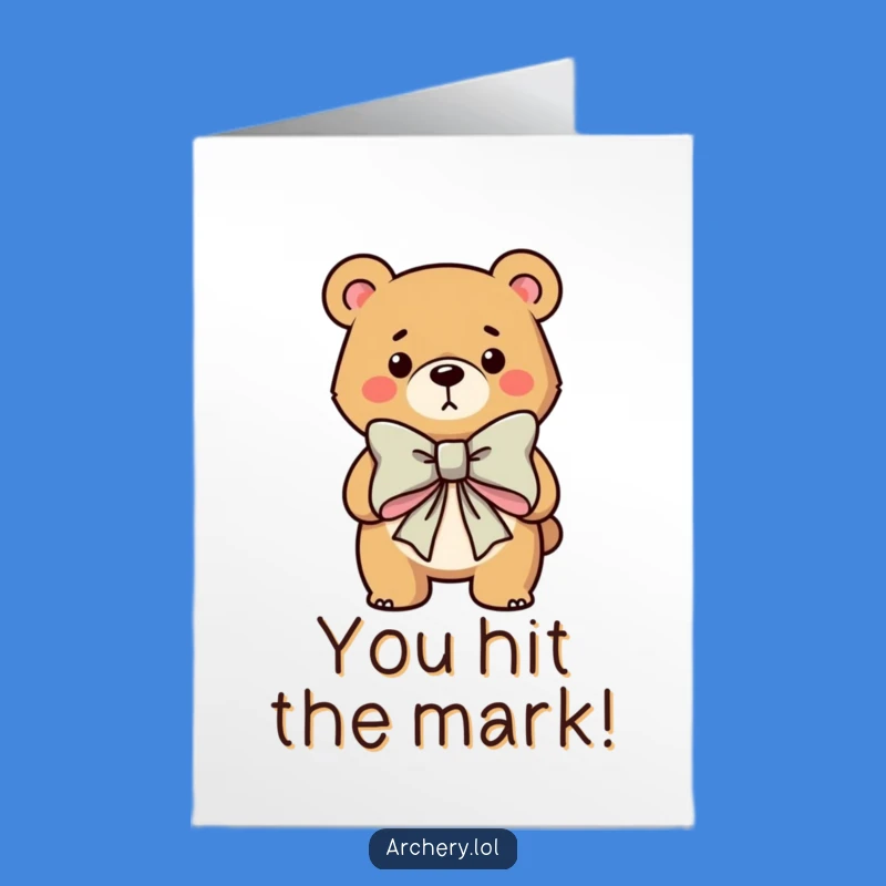 Free Printable Congrats Card: Bear with Big Bow, Humorous Downloadable Celebration