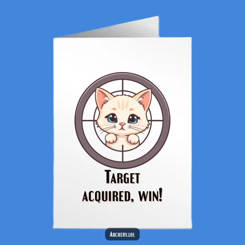 Free Printable Congrats Card: Curious Cat Finds Success Behind the Target!