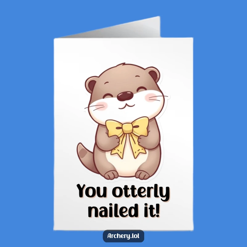 Free Printable Congrats Card: Otter's Serene Bow, Humorous Downloadable Gift