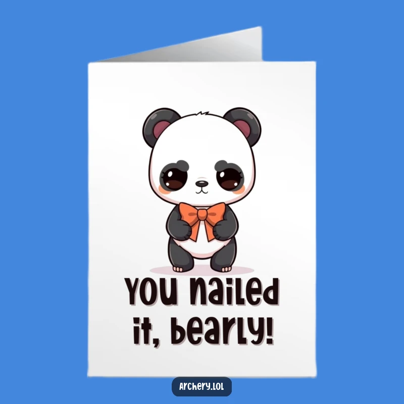 Free Printable Congrats Card Panda Archer Balanced Bow Downloadable
