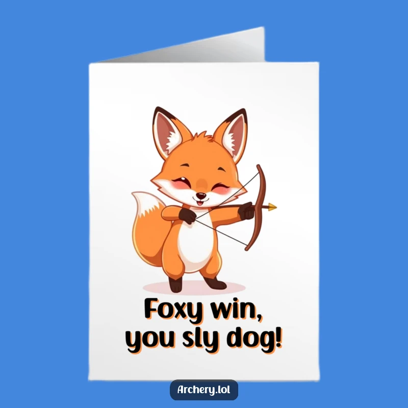 Free Printable Congrats Card: Playful Fox Archery, Fun Downloadable Success Gift