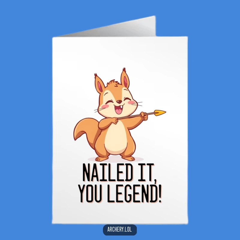 Free Printable Congrats Card: Squirrel Archer Shoots for Success with a Smile!