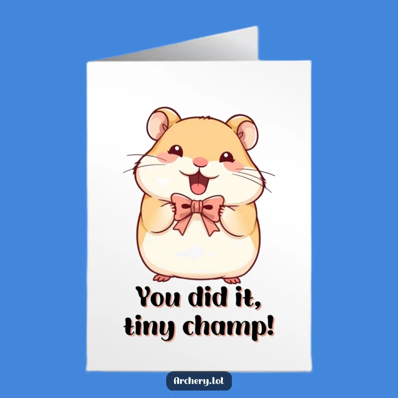Free Printable Funny Hamster Congratulations Card: Determined Archer, Perfect DIY Gift!