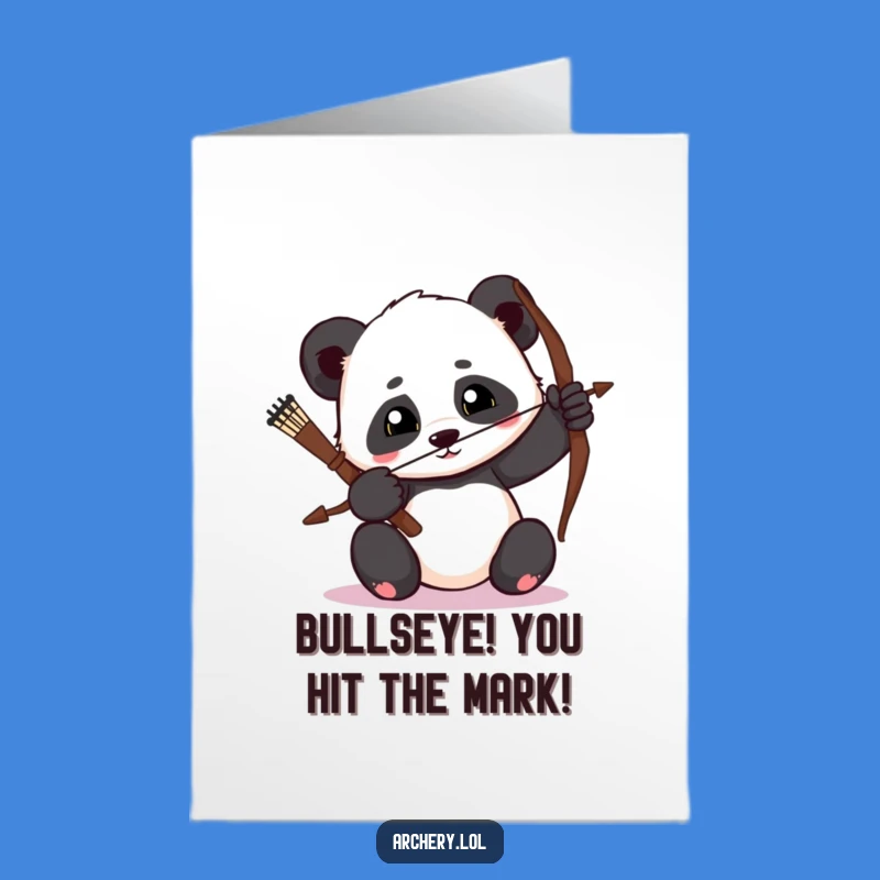 Free Printable Panda Congratulations Card: Focused Archer Design for a Winning Moment