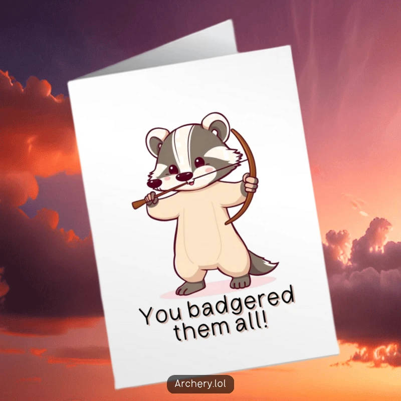 Funny Free Printable Congratulations Card: Fierce badger with bow drawn, signifying achievement and unwavering determination.