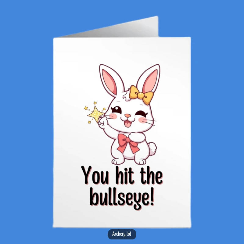 Free Printable Congrats Card: Funny RabbitArcher Shoots for Success - Downloadable