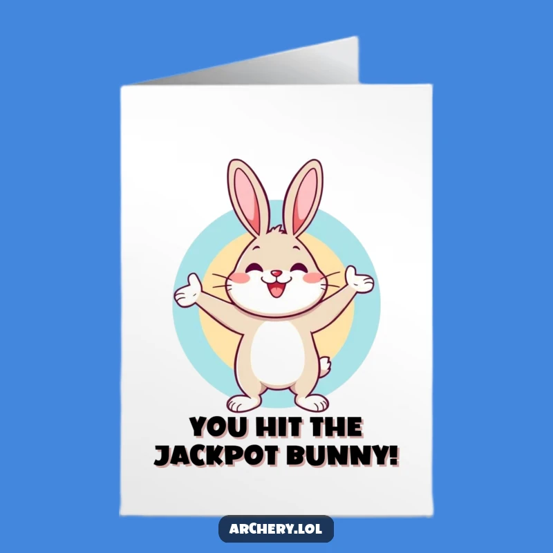 Free Printable Congrats Card: Rabbit's Bullseye, Humorous Downloadable Success