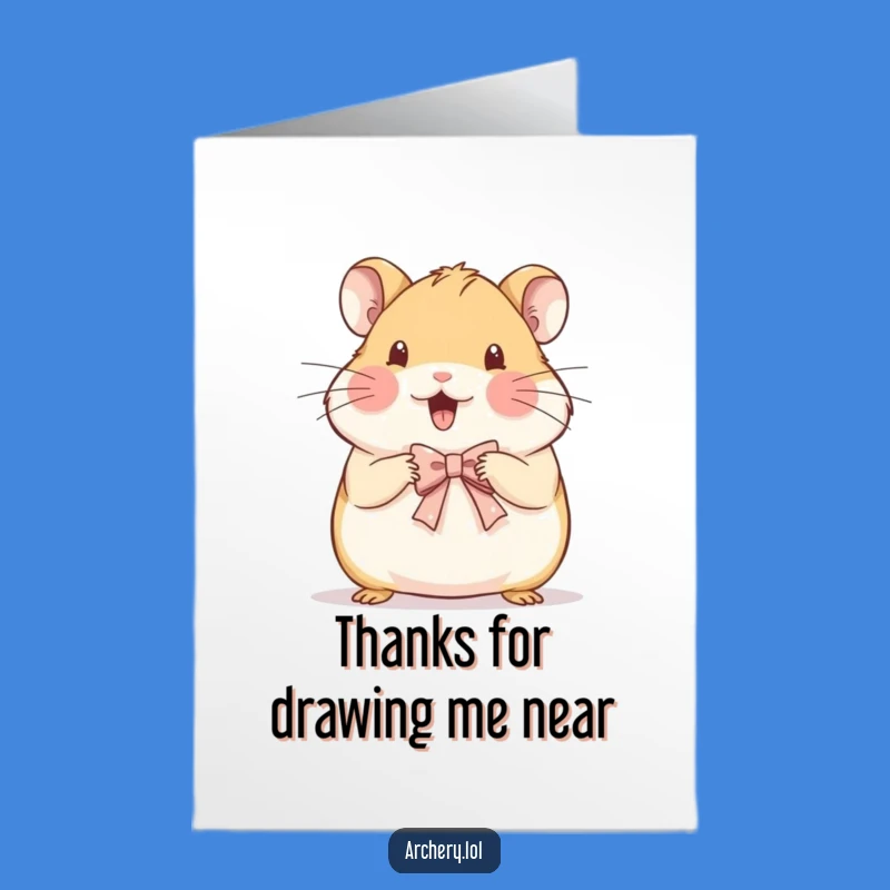 Free Printable Thank You Card: Hamster's Tiny Bow, Sweet Downloadable Gift