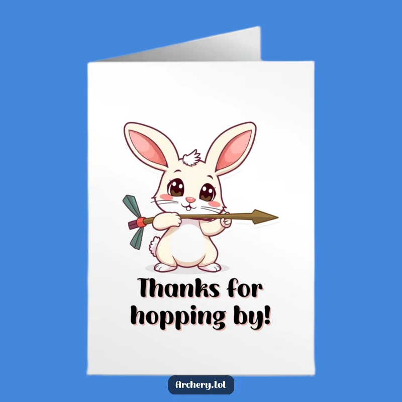 Free Printable Thank You Card: Timid Rabbit Archery, Adorable Downloadable Gratitude Gift