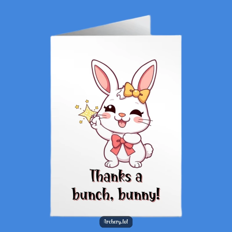 Free Printable Thank You Card: Funny Rabbit Archer Sends Gratitude - Downloadable