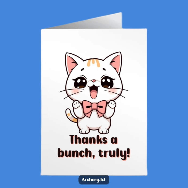 Free Printable Thank You Card: Funny Cat Archer Expressing Gratitude