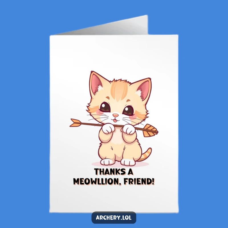Free Printable Thank You Card: Funny Kitten Arrow Design to Show Gratitude with Humor