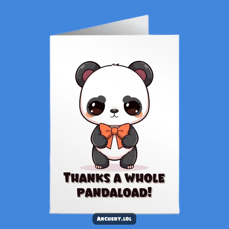 Free Printable Thank You Card Funny Panda Archer Balanced Bow Gift