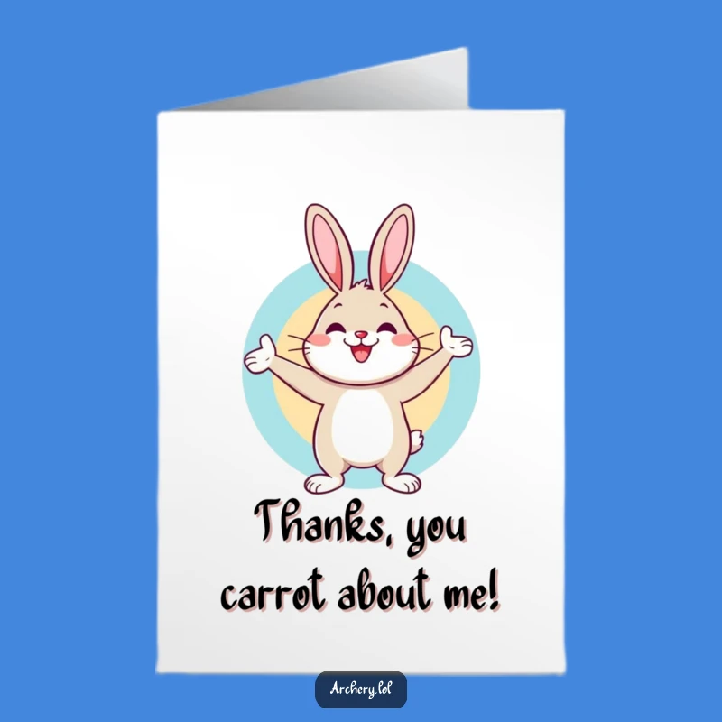 Free Printable Thank You Card: Rabbit's Bullseye, Humorous Downloadable Gratitude