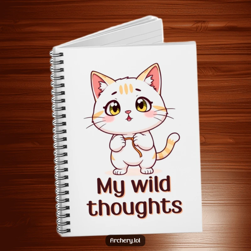 Funny Surprised Cat Notebook: A surprised cat with wide eyes pulls back a bowstring, perfect for jotting down ideas and notes.