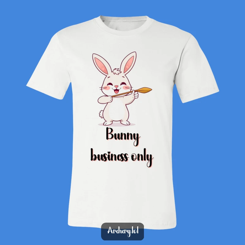Funny Rabbit Archer T-Shirt: Cheerful Rabbit with Arrow, Ideal Funny Gift for Archery Fans