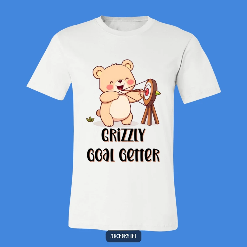 Funny Happy Bear T-Shirt - Determined Archer Tee for Joyful Souls