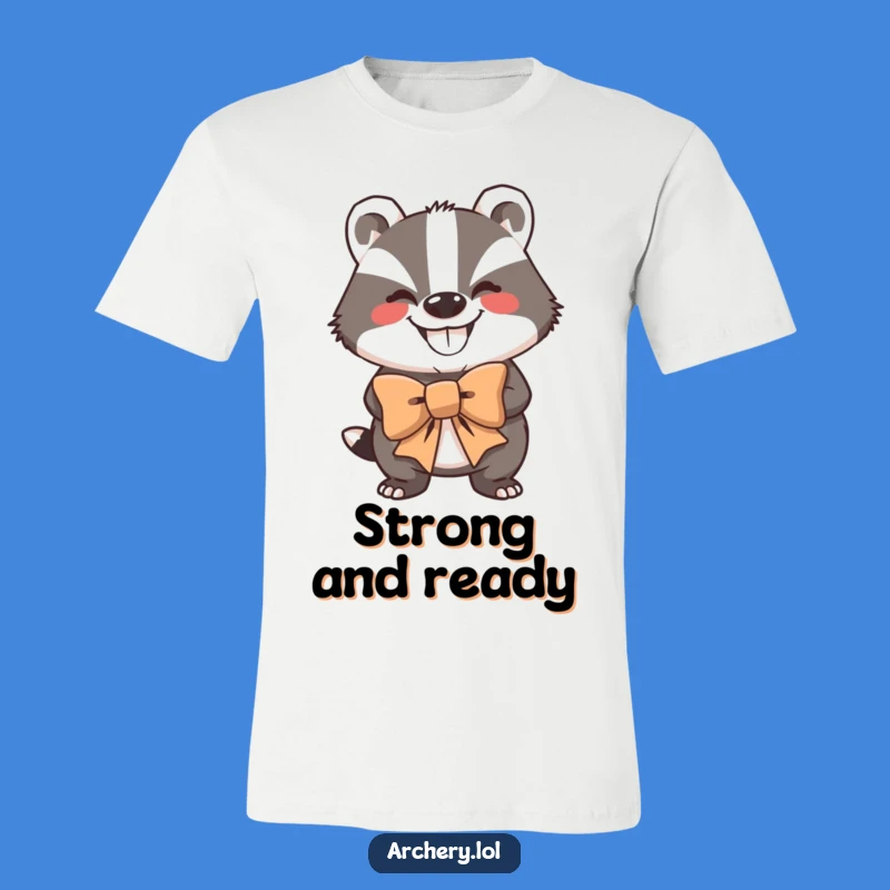 Funny Badger Archer T-Shirt: Strong Grin, Powerful Bow, Great Gift