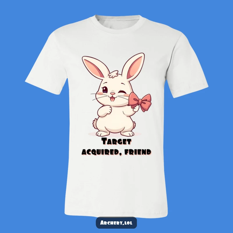 Funny Determined Rabbit Archer T-Shirt: Hilarious Animal Aiming for a Great Gift